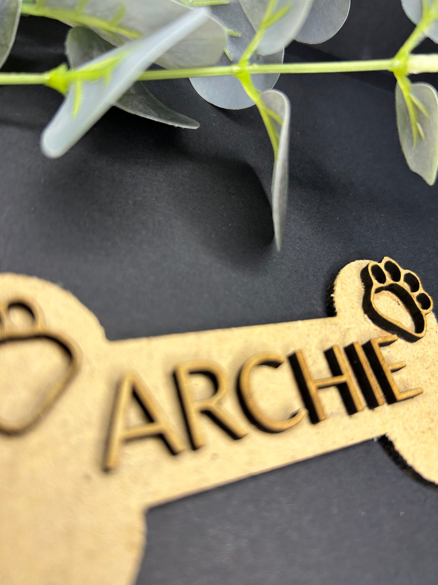 Wooden Paw Print Monogram Personalised Pet Dog Name