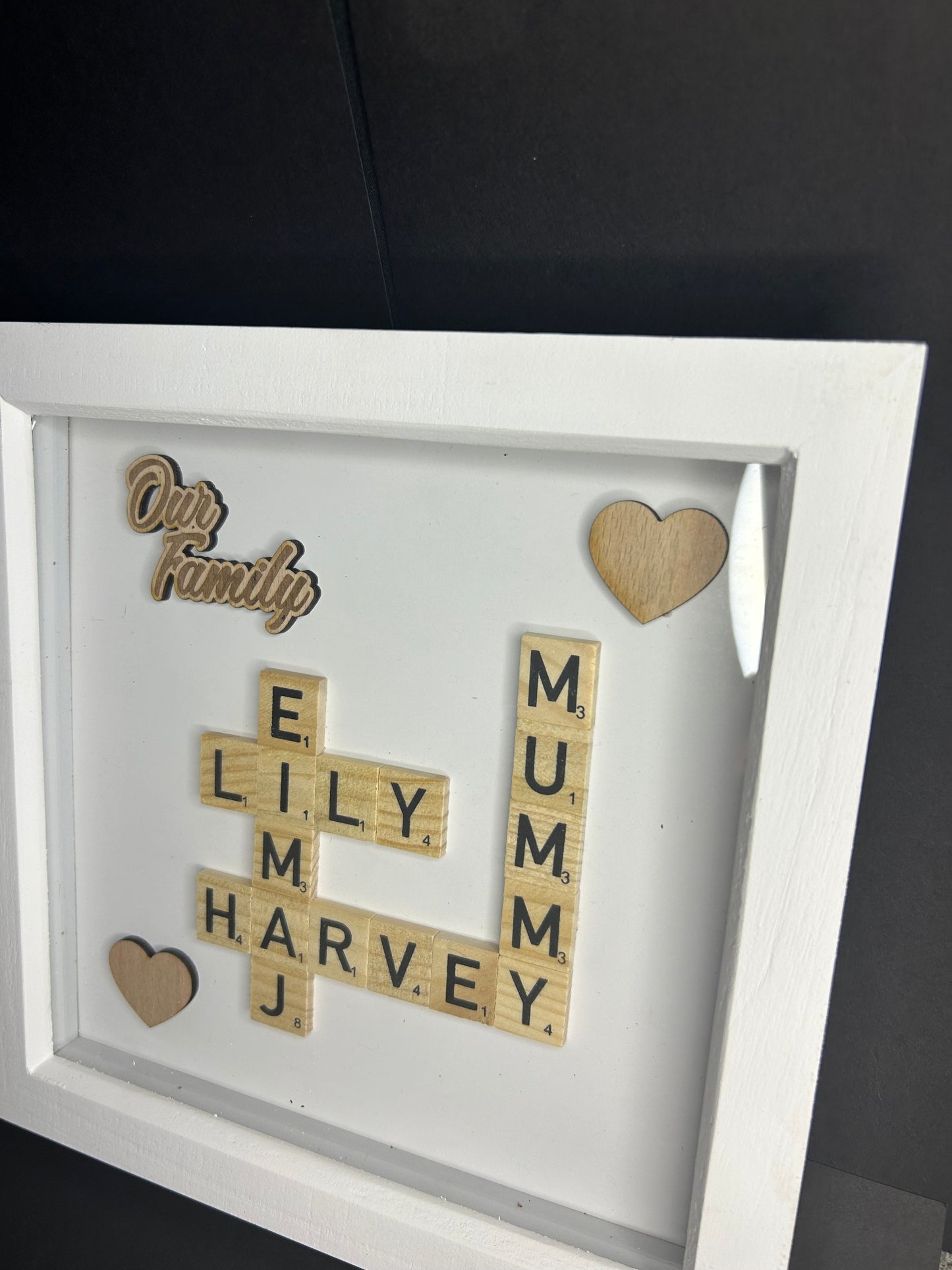 Personalised family scrabble box frame