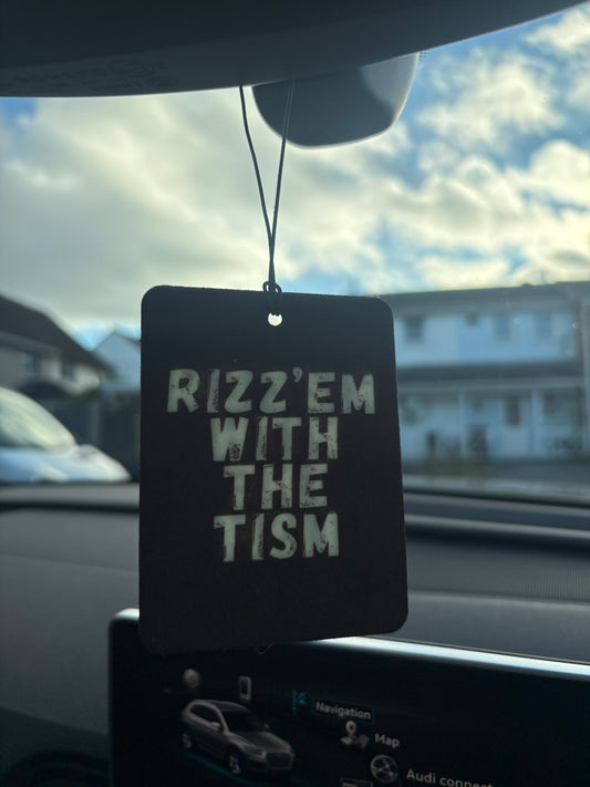 Rizz’em with the tism funny car air freshener (cherry)