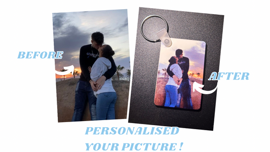 Photo printed keyring personalised your photo/text