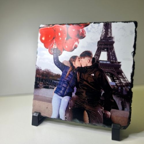 Personalised choose your own photo slate with free stand large 20cmx20cm