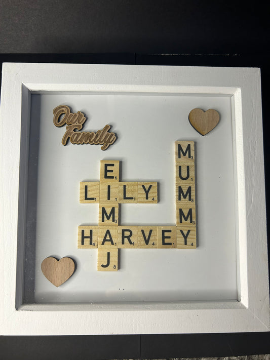 Personalised family scrabble box frame