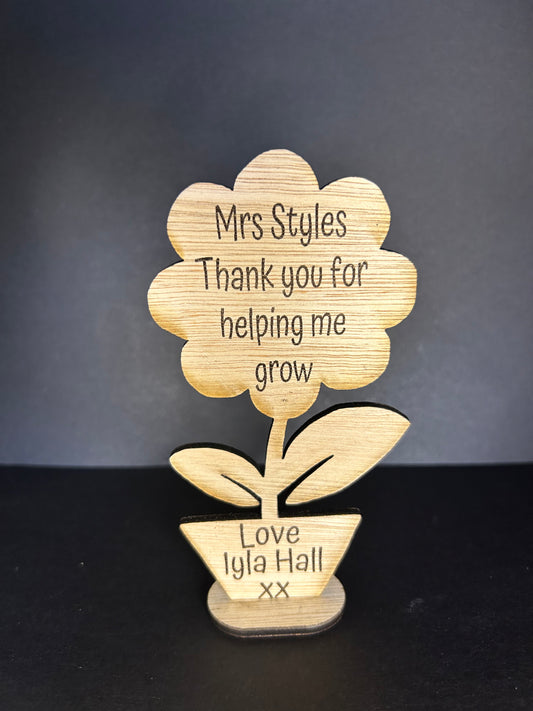 Teacher end of term gift. Thanks for helping me grow plaque