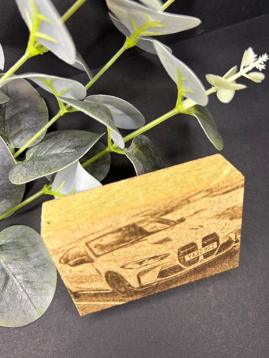 Personalised Custom car Engraved picture - wooden- Photo Gift - Your Picture